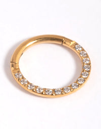 Gold Plated Titanium Cubic Zirconia Clicker Ring - link has visual effect only
