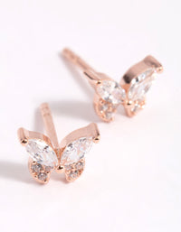 Rose Gold Plated Sterling Silver Cubic Zirconia Butterfly Stud Earrings - link has visual effect only