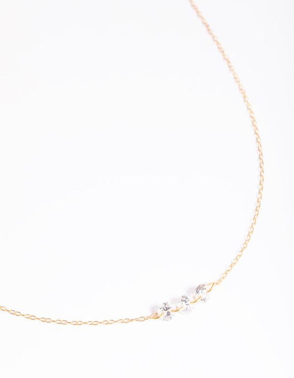 Gold Plated Sterling Silver Crystal Necklace