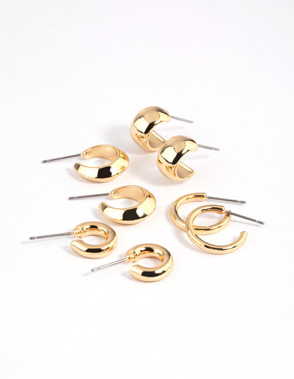 Gold Plated Mixed Hoop Earring 4-Pack