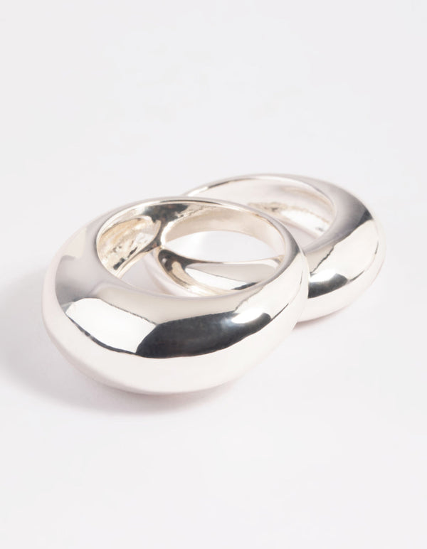 Silver Plated Small & Big Dome Ring Set