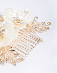 Gold Pearlised Flower Comb - link has visual effect only