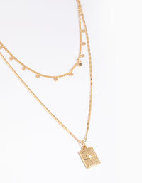 Gold Plated Disc Pendant Layered Necklace - link has visual effect only
