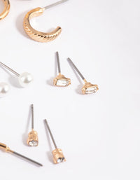 Gold Pearl Stud & Hoop Earring 8-Pack - link has visual effect only