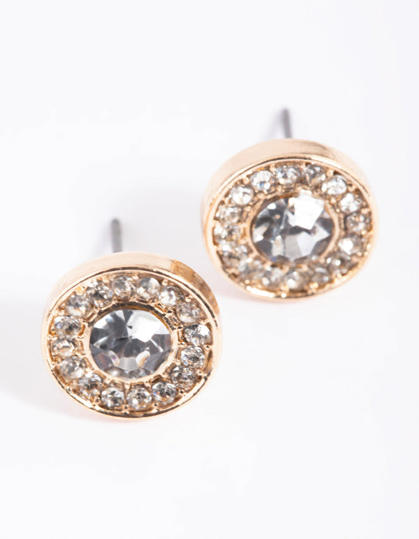 Grey Diamante Stud Earrings