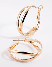 Gold Cross Over Hoop Earrings - link has visual effect only