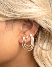 Gold Cubic Zirconia Stud Earring 5-Pack - link has visual effect only