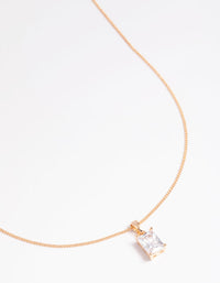 Gold Cubic Zirconia Rectangular Layered Necklace - link has visual effect only