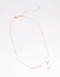Rose Gold Marquise Flower Necklace & Earrings Set - link has visual effect only