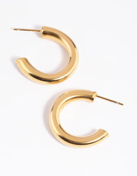 Gold Plated Stainless Steel Medium Chunky Hoop Earrings - link has visual effect only