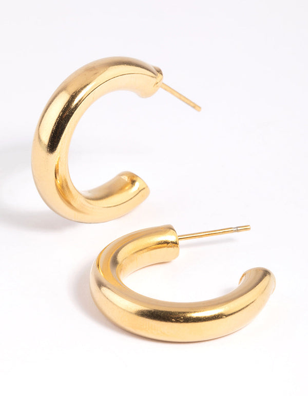 Gold Plated Stainless Steel Medium Chunky Hoop Earrings
