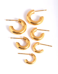 Gold Plated Stainless Steel Mixed Hoop Earring Pack - link has visual effect only