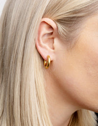 Gold Plated Stainless Steel Thick Huggie Hoop Earrings - link has visual effect only