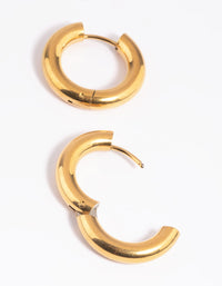 Gold Plated Stainless Steel Thick Huggie Hoop Earrings - link has visual effect only