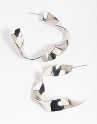 Rhodium Twisted Hoop Earrings - link has visual effect only
