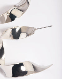 Rhodium Twisted Hoop Earrings - link has visual effect only