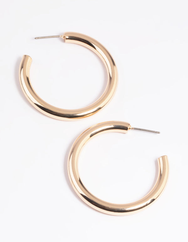 Gold Thick Hoop Earrings