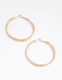 Gold Textured Criss Cross Hoop Earrings - link has visual effect only
