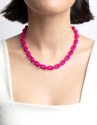 Matte Pink Chain Necklace - link has visual effect only