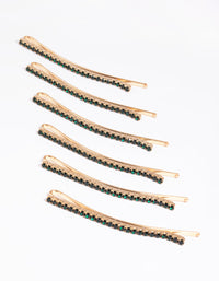 Green Diamante Hair Pins - link has visual effect only