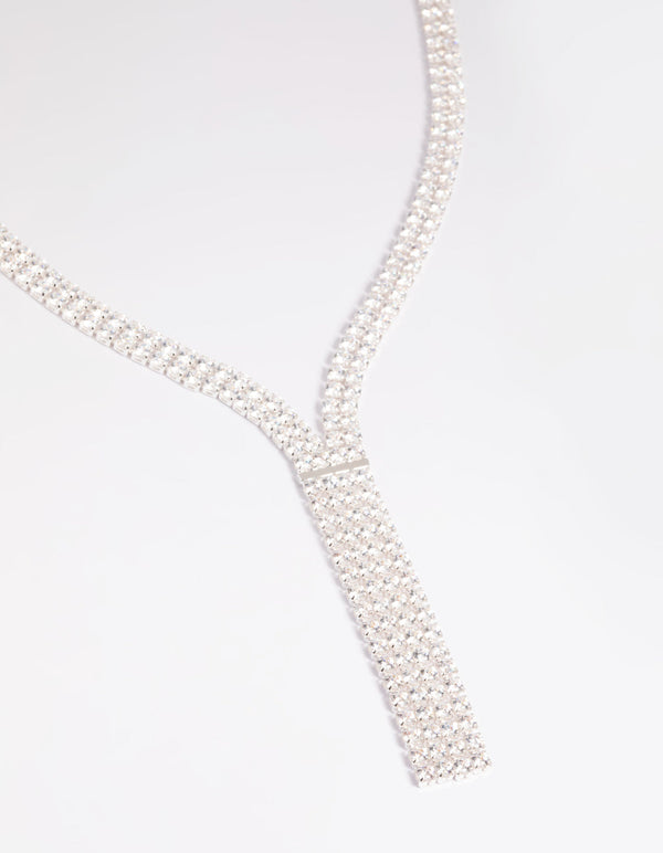 Silver Cubic Zirconia Fringe Necklace