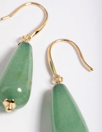 Gold Plated Green Aventurine Drop Earrings - link has visual effect only