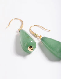 Gold Plated Green Aventurine Drop Earrings - link has visual effect only
