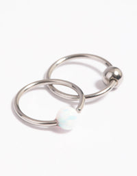 Surgical Steel Opal Nose Ring Set - link has visual effect only
