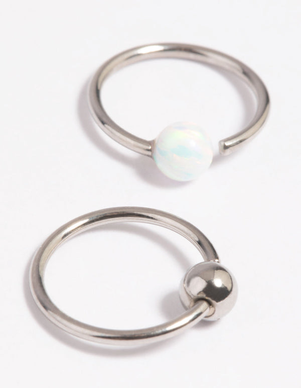 Surgical Steel Opal Nose Ring Set