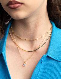 Gold Plated Cubic Zirconia Chain Necklace - link has visual effect only