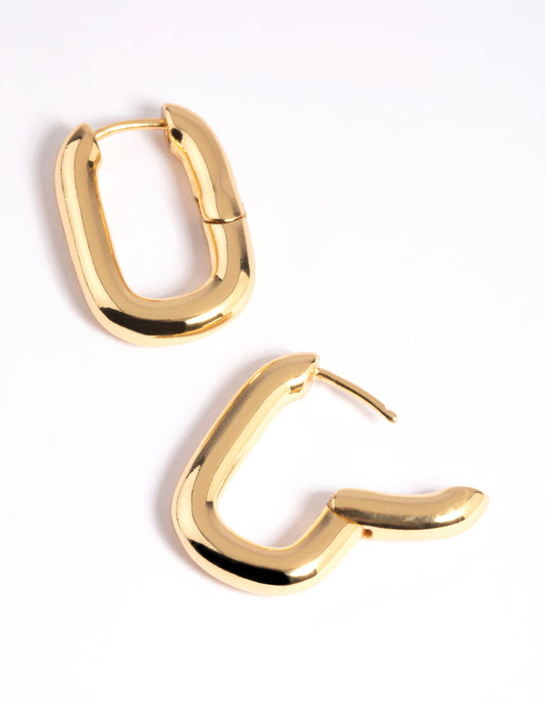 Gold Plated Rectangle Hoop Earrings