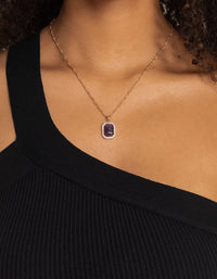 Gold Amethyst Diamond Halo Necklace - link has visual effect only