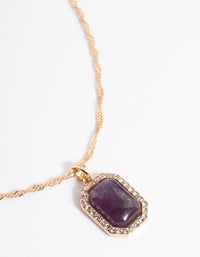 Gold Amethyst Diamond Halo Necklace - link has visual effect only