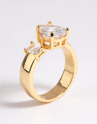 Gold Plated Cubic Zirconia Emerald Cut Ring - link has visual effect only