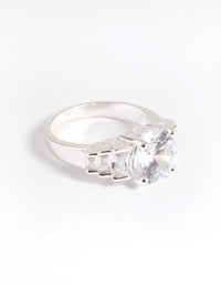 Silver Plated Cubic Zirconia Solitaire Ring - link has visual effect only