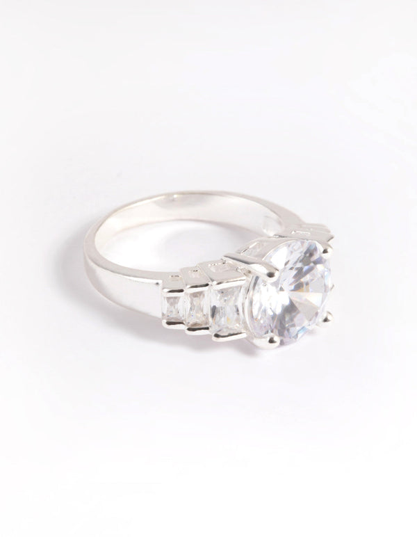 Silver Plated Cubic Zirconia Solitaire Ring