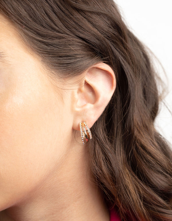 Gold Diamante Hoop Earrings
