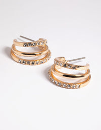 Gold Diamante Hoop Earrings - link has visual effect only