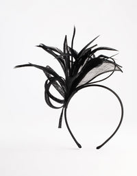 Black Petal Looped Mesh Sinamay Fascinator - link has visual effect only
