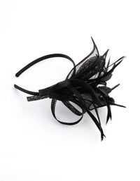 Black Petal Looped Mesh Sinamay Fascinator - link has visual effect only