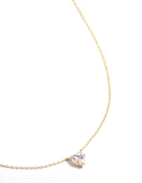 Gold Plated Stainless Steel Cubic Zirconia Heart Necklace - link has visual effect only