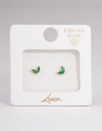 Gold Plated Sterling Silver Cubic Zirconia Dolphin Tail Stud Earrings - link has visual effect only