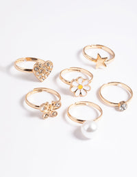 Kids Diamante & Daisy Ring 6-Pack - link has visual effect only