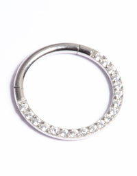 Titanium Cubic Zirconia 10mm Clicker Ring - link has visual effect only