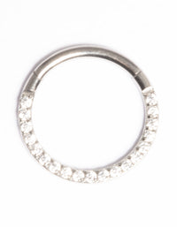 Titanium Cubic Zirconia 10mm Clicker Ring - link has visual effect only