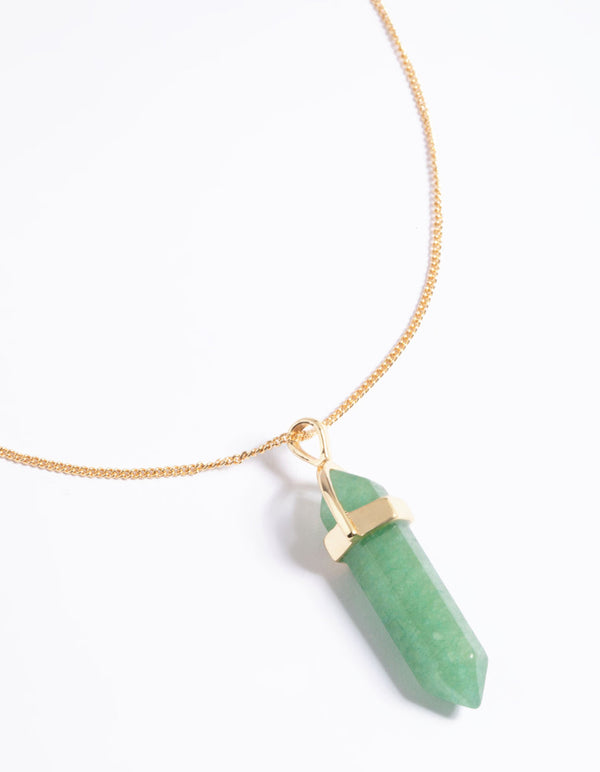 Gold Plated Semi Precious Green Shard Necklace
