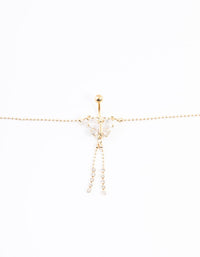 Gold Plated Surgical Steel Diamante Butterfly Belly Chain - link has visual effect only