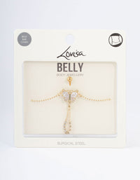 Gold Plated Surgical Steel Diamante Butterfly Belly Chain - link has visual effect only