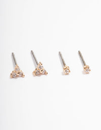 Gold Mini Cubic Zirconia Stud Earrings Pack - link has visual effect only