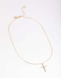 Gold Classic Diamante Cross Necklace - link has visual effect only